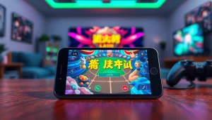 Mengakses bolahiu login game melalui antarmuka yang menarik di smartphone di atas meja kayu.