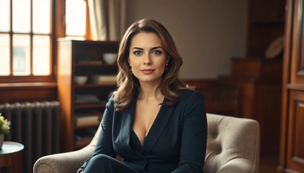 Ritratto Fotografico di una donna elegante su una poltrona vintage in luce naturale.