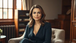 Ritratto Fotografico di una donna elegante su una poltrona vintage in luce naturale.