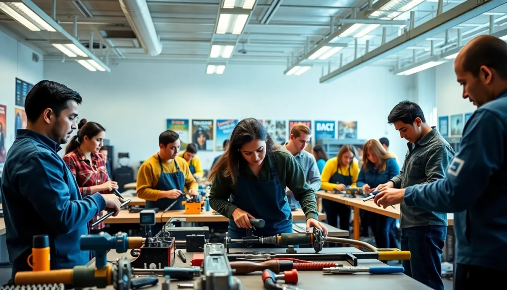 Engaged students learning at trade schools in southern California show diverse hands-on training.