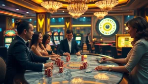 Experience the excitement of high-stakes poker with Kjc solutions in a luxurious casino setting.
