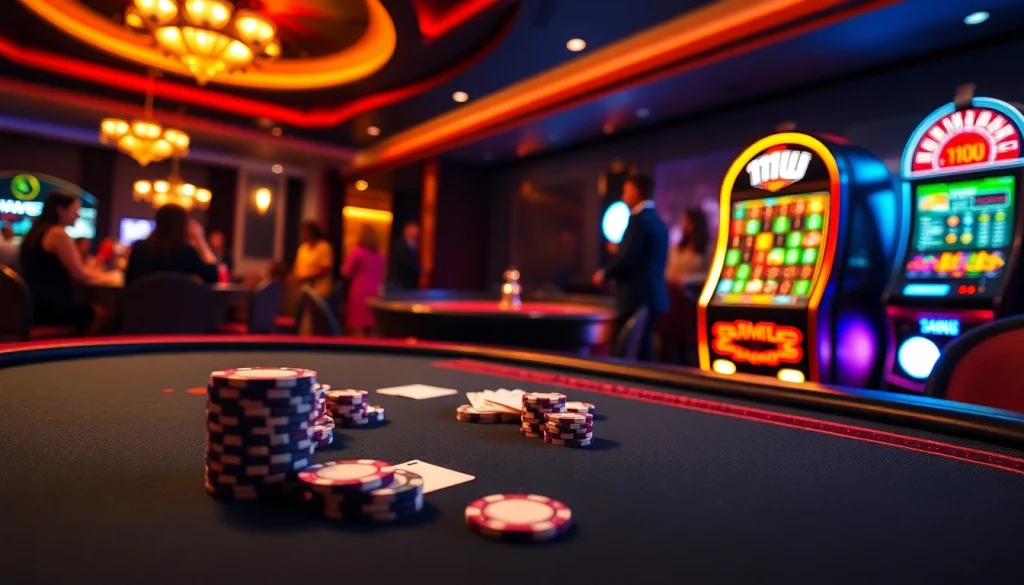 Engage with the thrilling ambiance of 11UU casino games at an elegant poker table.