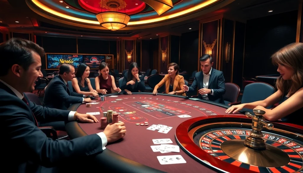 Engaging gambling scene at New66 showing poker action and vibrant casino atmosphere.