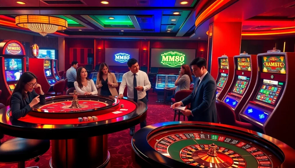Experience thrilling gameplay at MM 88 with vibrant casino elements and excited players.