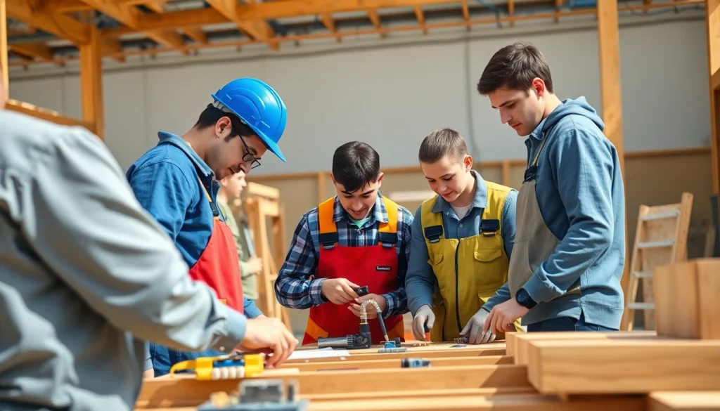 Students learning trade skills at trade schools oahu, showcasing hands-on construction practices.
