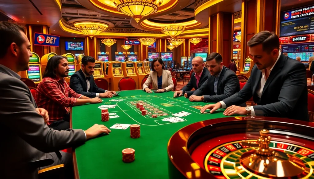 Players enjoy a high-stakes game at 188bet.com casino table, showcasing vibrant cards and chips.