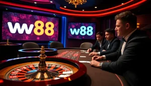 Experience the thrill of gambling with the w88 link showcased at an opulent casino table.