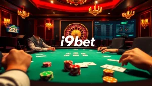 Exciting gaming scene at i9bet poker table highlighting engaging players and vivid casino elements.