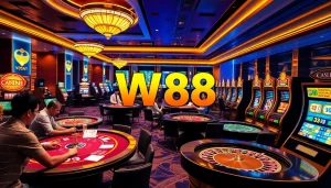 Niềm phấn khích khi đánh bạc với các yếu tố sòng bạc sinh động cho thấy liên kết W88 đang hoạt động.