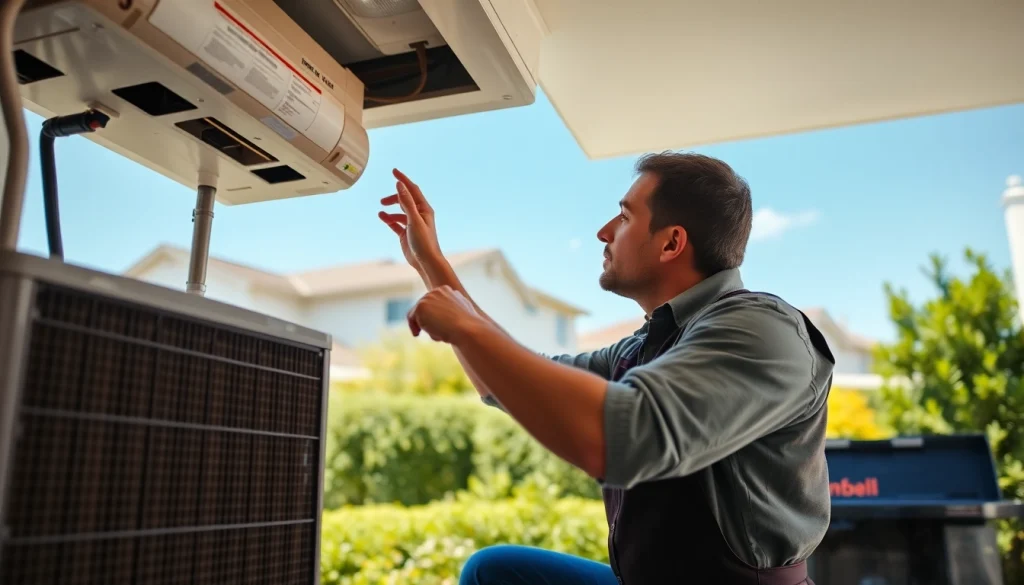 Expert ac repair service in Mesa AZ by a technician inspecting AC unit.