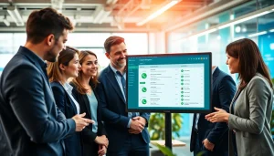 Explore What is a CRM for WhatsApp through a team using a digital dashboard showcasing customer interactions.
