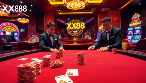 Players experience the excitement of Baccarat at XX88 casino, showcasing elegance and strategy.
