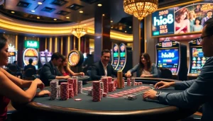 Players enjoying casino games at Hi88, showcasing excitement and luxury in online gambling.