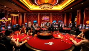 Players spin the roulette wheel and engage at poker tables at king88.com casino.