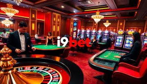 i9bet players enjoying an engaging online casino experience with vibrant gambling elements.
