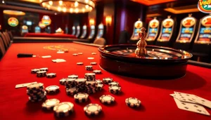 Experience the excitement of u888bet at a luxurious casino table with vibrant poker chips.