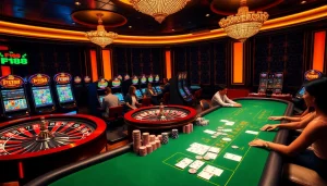 Engaging players at เจ้ามือรับแทง F168 in an exciting casino environment filled with roulette and poker games.