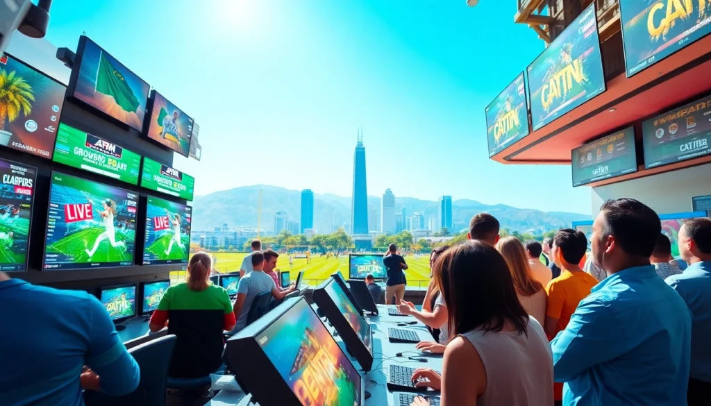 Engaged bettors enjoying sports betting California in a vibrant sportsbook setting.