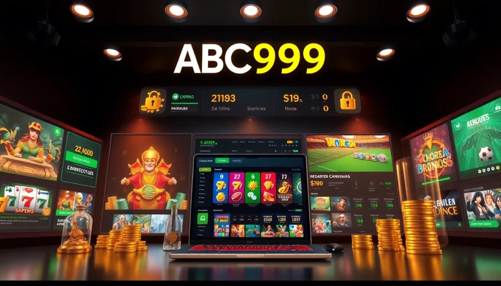 ABC999 online betting platform showcasing diverse gaming options and advanced security features.