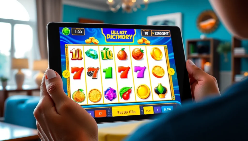 Menang di slot online dengan tampilan permainan kasino digital yang cerah dan menarik.