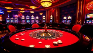 SODO casino players enjoying roulette at a luxurious, vibrant table.