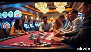 Experience thrilling gambling at okwin with vibrant tables and excited players.