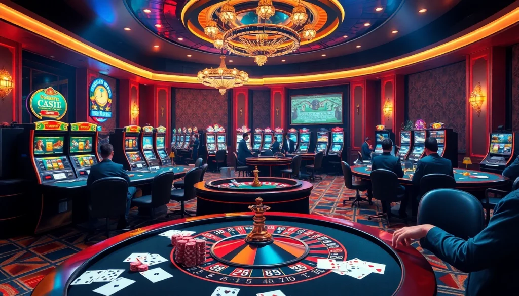 Experience the thrill of nhà cái PS99 with vibrant casino gameplay showcasing roulette and engaging players.