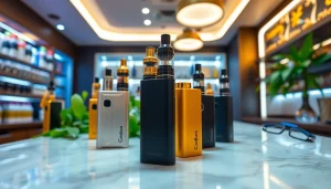 PECAH837 disposable vape showcased in a trendy vape shop setting.