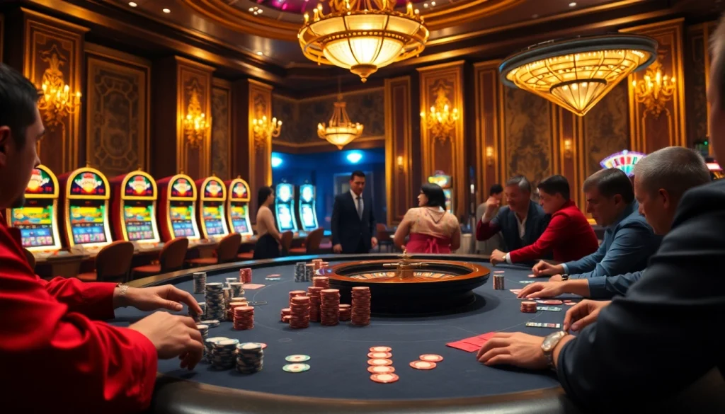 Players enjoying a poker game at a casino table, highlighting the hidden wiki experience and excitement