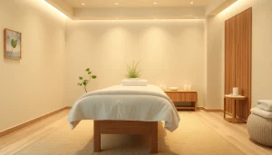 Professional 출장마사지 therapy room set up for client comfort and relaxation.