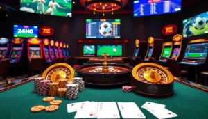 Experience the excitement of 7mvn with high-stakes poker chips and live betting odds in a luxurious casino scene.