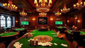 Engage with the excitement of high-stakes gambling at https://fc88.football/ featuring luxurious casino tables.