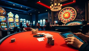 Experience the thrill of เว็บตรง soibet with an immersive casino scene featuring engaging poker and roulette.