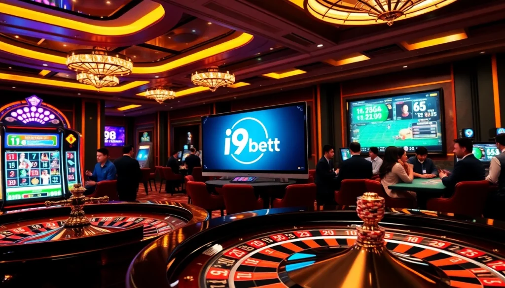 Engaging online gambling action at https://i9bett.cn.com/ featuring poker chips and roulette in a casino.