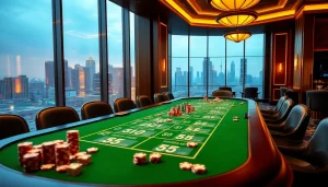 Sbobet sports betting scene with elegant table, betting slips, and poker chips reflecting excitement
