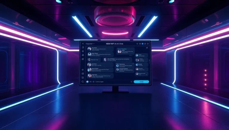 Futuristic NSFW AI chat interface with engaging avatars and a sleek design.