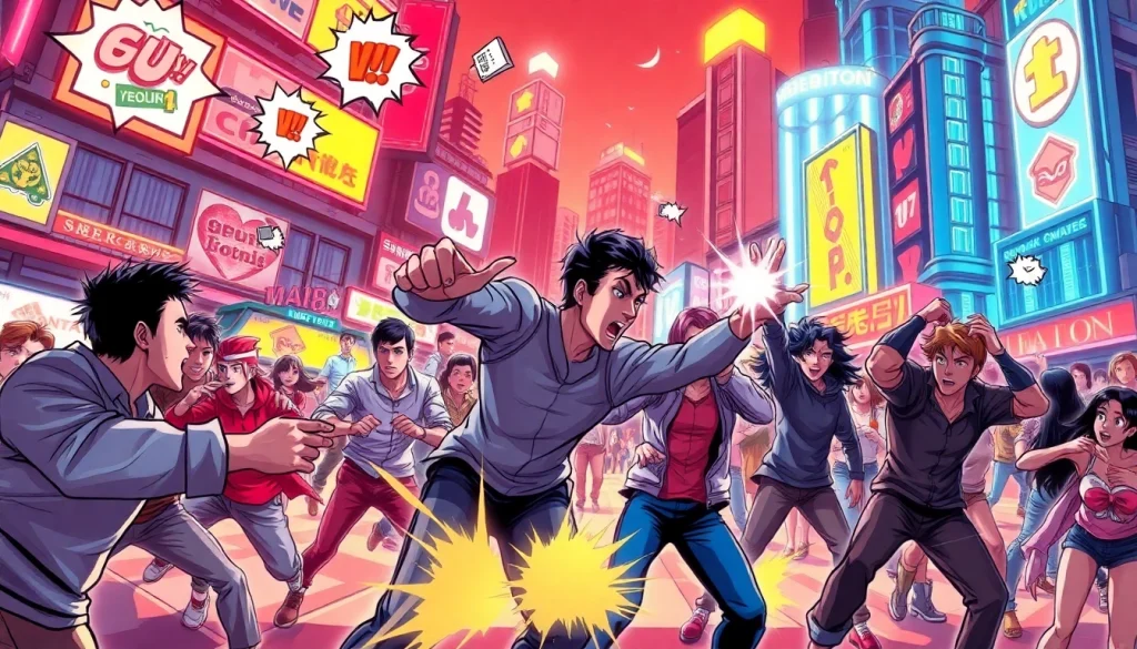 뉴토끼에서 다양한 캐릭터가 등장하는 웹툰 장면을 담은 일러스트