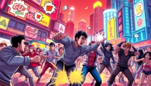 뉴토끼에서 다양한 캐릭터가 등장하는 웹툰 장면을 담은 일러스트