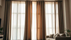 Bekijk verduisterende gordijnen die stijlvolle privacy en comfort bieden in een moderne woonruimte.