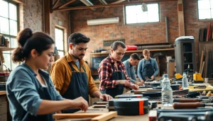 Students actively participating in a workshop at abc trade school, showcasing teamwork and skill development.