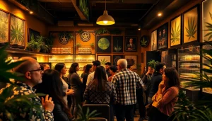 Engaged members at a Weed Club Madrid enjoying a vibrant atmosphere.