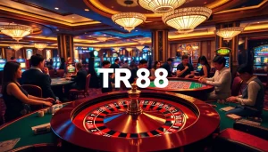 Players enjoying an exhilarating casino experience at TR88, featuring roulette and poker activities.