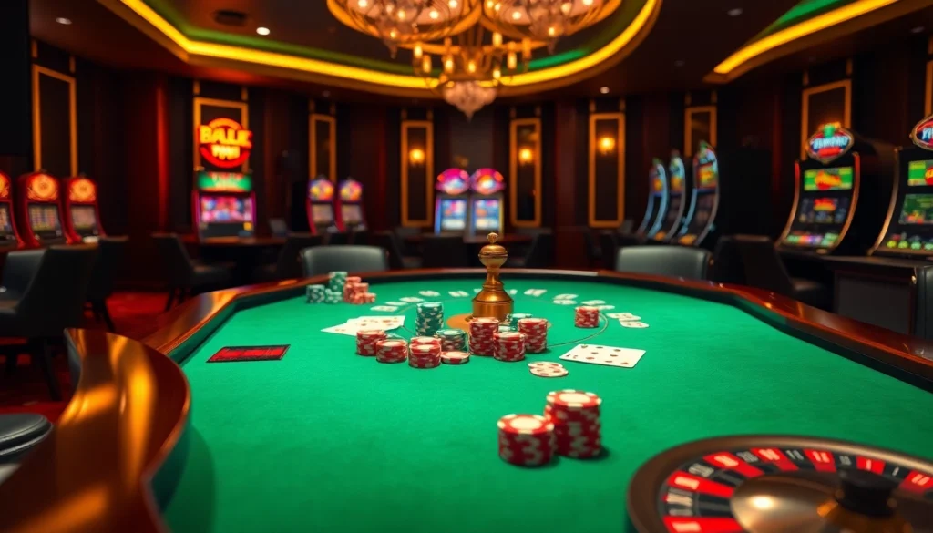 Engaging gambling scene showcasing the hidden wiki concept with a luxurious poker table and vibrant casino elements.