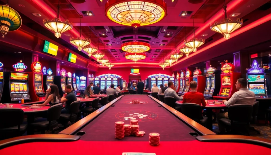 Discover the best csgo gambling sites through a lively casino scene filled with players enjoying gaming tables.