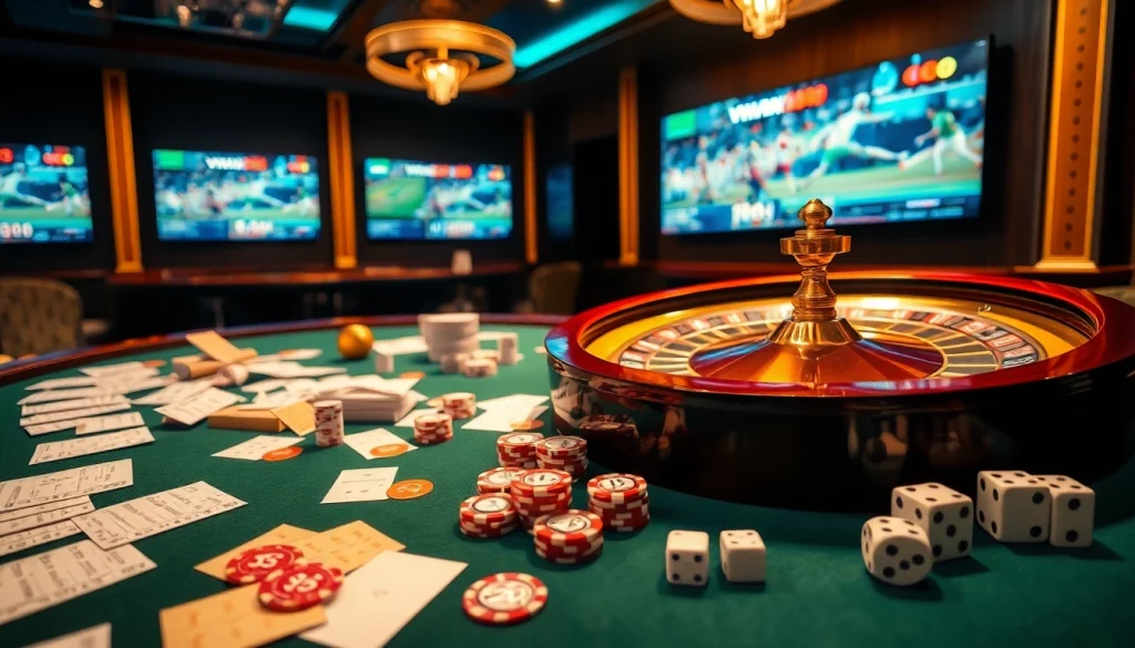 Exciting sports betting atmosphere featuring Thể Thao VMAX 2026 elements for gamblers.