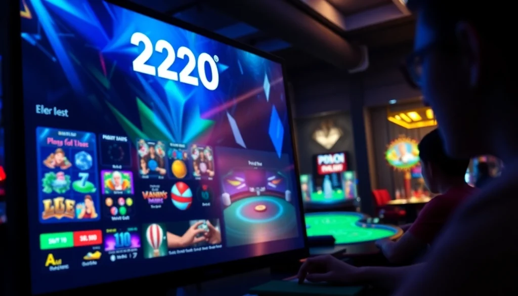 Experience the exciting world of 222O with vibrant slots and live dealers displayed on a modern gaming interface.