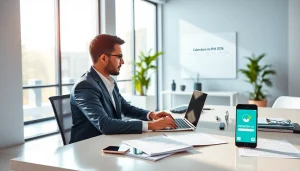 Detran GO digital interface for the IPVA GO 2026 calendar in a professional office setting.