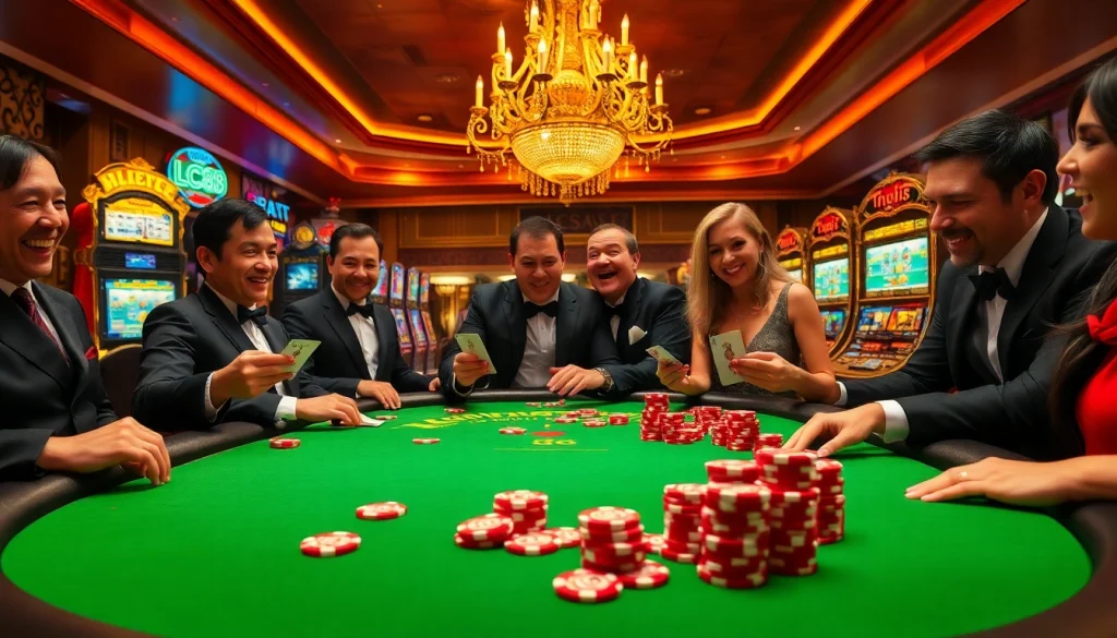 Experience excitement at the LC 88 casino table with players strategizing for big wins.