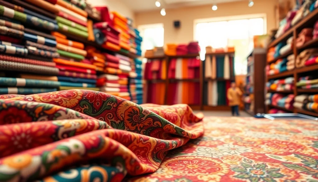 Verken hoogwaardige tricot stof kopen van hoogwaardige kwaliteit met kleurrijke prints in een textielwinkel.