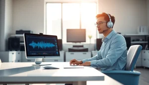 Create a seamless AI voice experience in a modern workspace using cutting-edge technology.